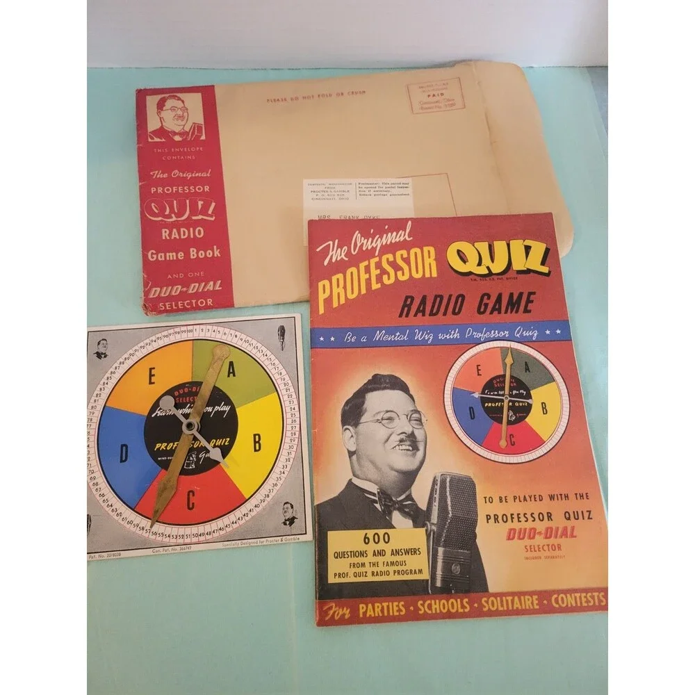 1939 Professor Quiz Radio Game Procter & Gamble Mail Premium w/ Duo-Dial Spinner